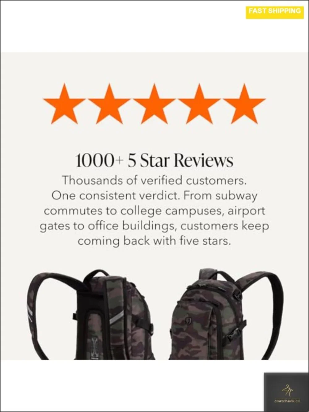 Slim Profile Backpack with Tablet Pocket, 15.9L, Ballistic Construction